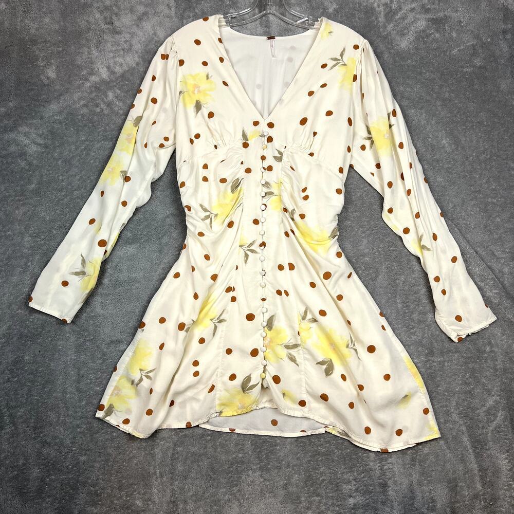 Free People Date Night Mini Dress Womens L Sunshine Combo Floral Coquette